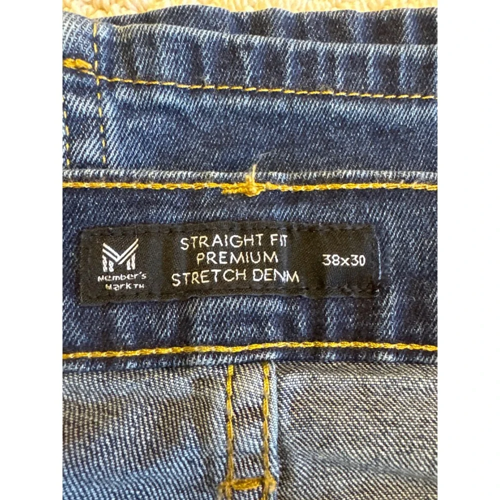 Member's Mark Straight Fit Premium Stretch Denim Jeans Blue 38x30 Mens New Pants